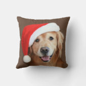 サンタの帽子を持つゴールデン・リトリーバー クッション (裏面)