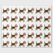 サンタの帽子を持つビーグル犬 ラッピングペーパー (フラット)