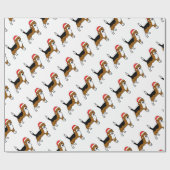 サンタの帽子を持つビーグル犬 ラッピングペーパー (フラット)