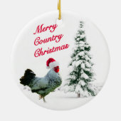 サンタの帽子を持つメリーな国のクリスマスの鶏 セラミックオーナメント (裏面)