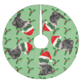 サンタの帽子を持つ休日猫 ブラッシュドポリエステルツリースカート (正面)