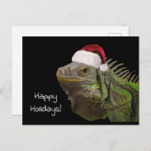 サンタの帽子を持つ幸せな休日のイグアナのトカゲ シーズンポストカード (正面/裏面)