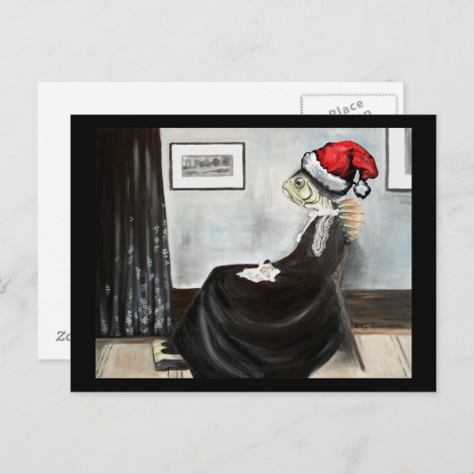 サンタの帽子を持つ魚としてホイスラーの母 シーズンポストカード (正面/裏面)