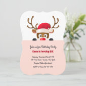 サンタの帽子を被ったトナカイの招待状 招待状 (スタンド正面)