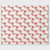 サンタの帽子を身に着けているかわいいクッキーのキツネ ラッピングペーパー (フラット)