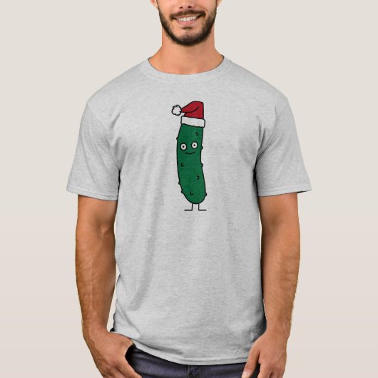 サンタの帽子を身に着けているクリスマスのディル・ピクルス Tシャツ (正面)