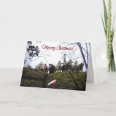 サンタの帽子を身に着けているクリスマス牛 シーズンカード (正面)