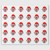 サンタの帽子を身に着けているクールなブタ ラッピングペーパー (フラット)