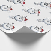 サンタの帽子を身に着けているヒツジ ラッピングペーパー (角)