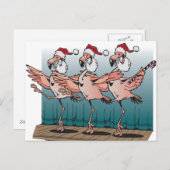 サンタの帽子を身に着けているフラミンゴのコーラスライン シーズンポストカード (正面/裏面)