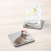 サンタの帽子を身に着けているブルドッグの子犬 コースター (右側)