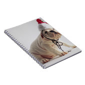 サンタの帽子を身に着けているブルドッグの子犬 ノートブック (右側)