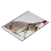 サンタの帽子を身に着けているブルドッグの子犬 ノートブック (左側)