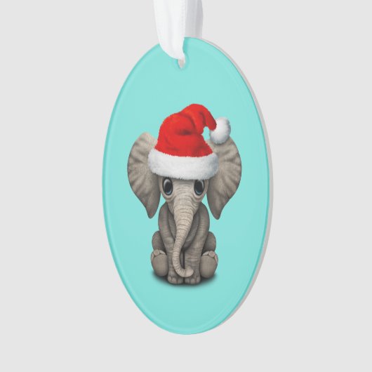 サンタの帽子を身に着けているベビー象 オーナメント (正面)