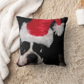 サンタの帽子を身に着けているボストン甘いテリア クッション (ブランケット)