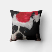 サンタの帽子を身に着けているボストン甘いテリア クッション (裏面)