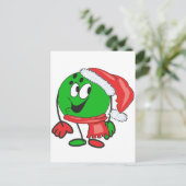 サンタの帽子を身に着けている楽しいクリスマスのボーリング・ボール シーズンポストカード (スタンド正面)