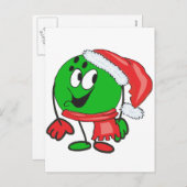サンタの帽子を身に着けている楽しいクリスマスのボーリング・ボール シーズンポストカード (正面/裏面)