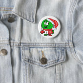 サンタの帽子を身に着けている楽しいクリスマスのボーリング・ボール 缶バッジ (インサイチュ)