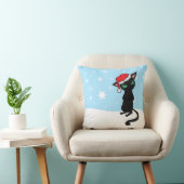 サンタの帽子を身に着けている気難しい黒猫 クッション (椅子)