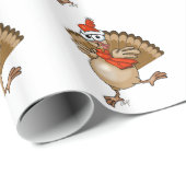 サンタの帽子を身に着けている漫画の七面鳥 ラッピングペーパー (ロールコーナー)