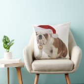 サンタの帽子を身に着けている英国のブルドッグ クッション (椅子)
