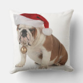サンタの帽子を身に着けている英国のブルドッグ クッション (裏面)