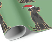 サンタの帽子を身に着けている黒いラブラドル・レトリーバー犬 ラッピングペーパー (ロールコーナー)