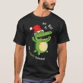 サンタの帽子クリスマスクロコダイルのかわいいアリゲーター Tシャツ (正面)