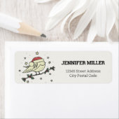 サンタの帽子ラベル付き冬の鳥 ラベル (インサイチュ)