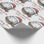 サンタの帽子付きのオーダーメイド クリスマスゴルフボール ラッピングペーパー (角)