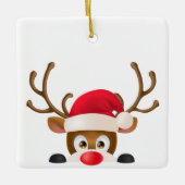 サンタの帽子|のオーナメントを持つエレガントなトナカイ セラミックオーナメント (正面)