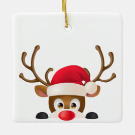 サンタの帽子|のオーナメントを持つエレガントなトナカイ セラミックオーナメント