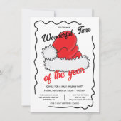 サンタの帽子 ホリデー 手描き クリスマスパーティー 招待状 (正面)