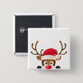 サンタの帽子Pinボタンを持つエレガントなトナカイ 缶バッジ (正面&裏面)