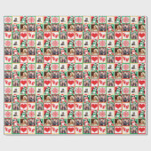 サンタの幸せなペンギンが付いているクリスマスの家族写真 ラッピングペーパー (フラット)