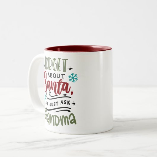 サンタの忘れ事おばあちゃん頼だ ツートーンマグカップ (正面左)