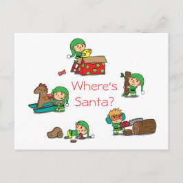 サンタの忙しい妖精たち 楽しいクリスマス ポストカード