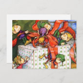 サンタの忙し小人がクリスマス  ポストカード (正面/裏面)