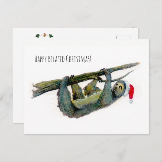 サンタの怠惰: 幸せな遅れてクリスマス! シーズンポストカード (正面/裏面)