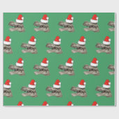 サンタの恐竜のTレックスのクリスマスのクリスマスの包装紙 ラッピングペーパー (フラット)