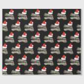 サンタの恐竜のTレックスのクリスマスのクリスマスの包装紙 ラッピングペーパー (フラット)