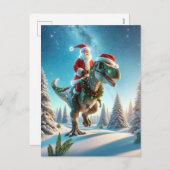 サンタの恐竜、クリスマス シーズンポストカード (正面/裏面)