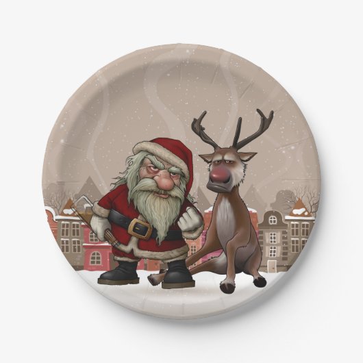 サンタの悪いカスタムな紙皿7つ ペーパープレート (正面)