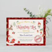 サンタの悪い子リスト証明書 ホログラム招待状 箔招待状 (立ち正面)