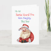 サンタの悪い子リスト 折りたたみ ホリデー カード (正面)