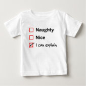 サンタの悪い子リスト - 言い訳はできます ベビーTシャツ (正面)