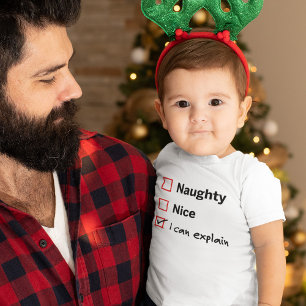 サンタの悪い子リスト - 言い訳はできます ベビーTシャツ