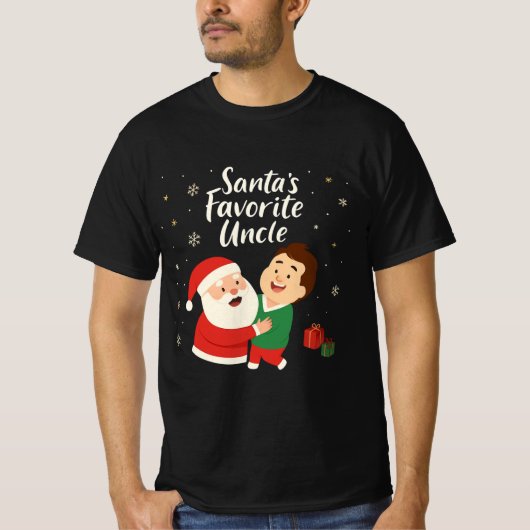 サンタの愛するおじさん | かわいい家族のクリスマスデザイン Tシャツ (正面)