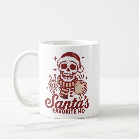 サンタの愛するスケルトンの皮肉なクリスマス コーヒーマグカップ (左)